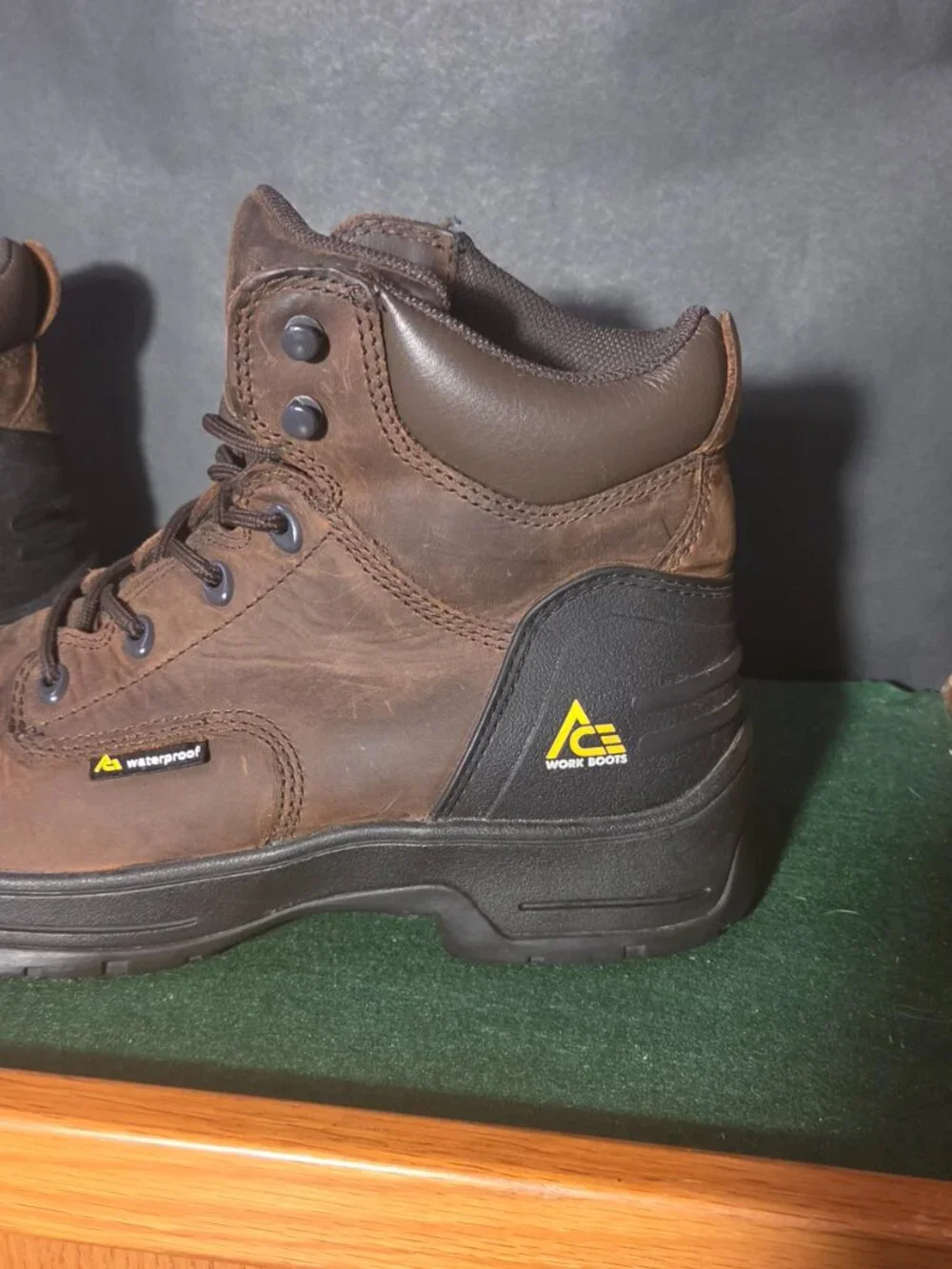 Ace Waterproof Work Boots Brown Leather Steel Toe